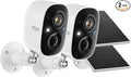 Dzees Solar Security Cameras Wireless Outdoor, 2K Cameras for Home Security System with Battery Powered, Spotlight & Siren, PIR AI Detection, Color Night Vision, Cloud/SD Storage,2.4GHz Wi-Fi,2 Pack