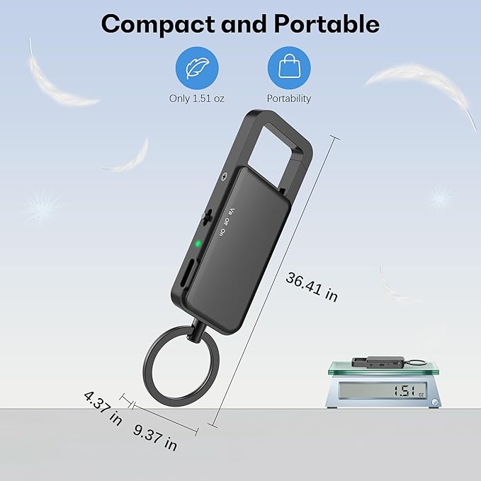 64GB Keychain Digital Voice Recorder with Playback – Mini USB-C Audio Recorder, 25-Hour Battery, Voice Activated, Noise Reduction, WAV Format, for Lectures, Meetings, Interviews, Notes