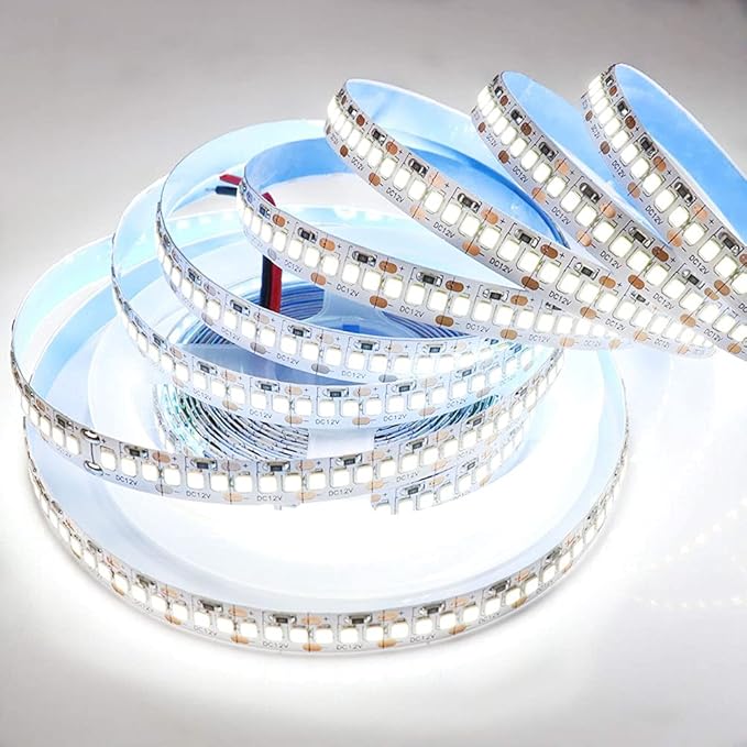 SUYOOULIN LED Strip Lights, SMD 2835 LED Strip, DC12V 1200LEDs 16.4Ft 26000LM High Density LED Light Strips Waterproof IP65, 3 Times Brightness Than SMD3528 LED Strip, Cool White 6500K