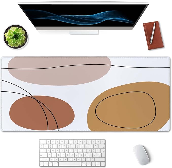 SSIOIU Boho Pastel Painting Cute XXL Waterproof Mousepad - Extended, Extra Large Size 35.5x15.7 in - For Work, Game, Office, Home