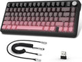 ATTACK SHARK X85 Wireless Mechanical Gaming Keyboard with Knob,Hot Swap,BT/2.4GHz/USB-C,Side Print PBT Keycaps,Gasket,RGB,Coiled Cable,Linear White Jade Switch for Win/PC/MAC
