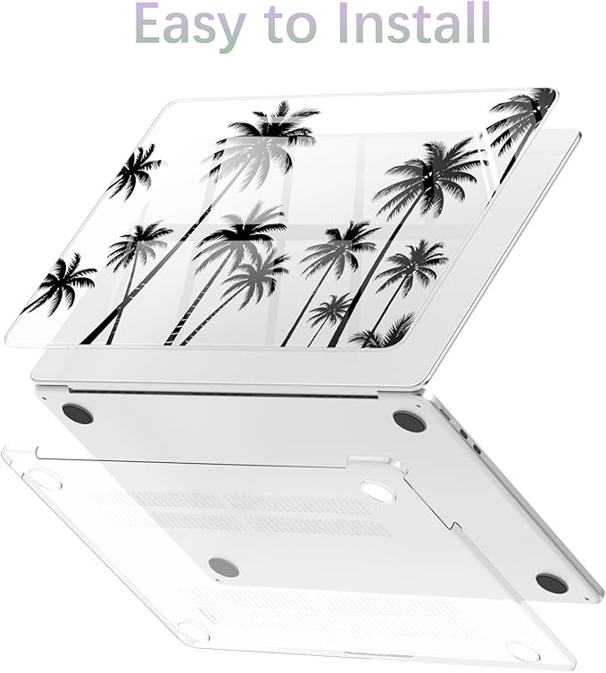 Compatible with MacBook Pro 13 inch Case M2 2025, 2024-2016 A2338 M1 A2251 A2289 A2159 A1989 A1708 A1706, Black Palm Tree Protective Hard Shell Clear Cover for Mac Pro 13