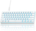 TMKB 60% Mechanical Gaming Keyboard, Red Linear Switch, LED Backlight, Anti-Ghosting, Detachable USB-C, Double-Shot Keycaps, 61 Keys, Wired, White