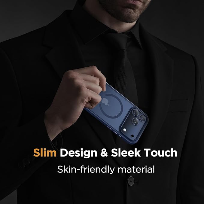 Miracase Magnetic for iPhone 17 Pro Case 6.3" with Screen Protector, [Compatible with MagSafe] Military-Grade Protection, Anti-Fingerprint, Slim Thin Phone Case for 17 Pro Cover, Dark Blue