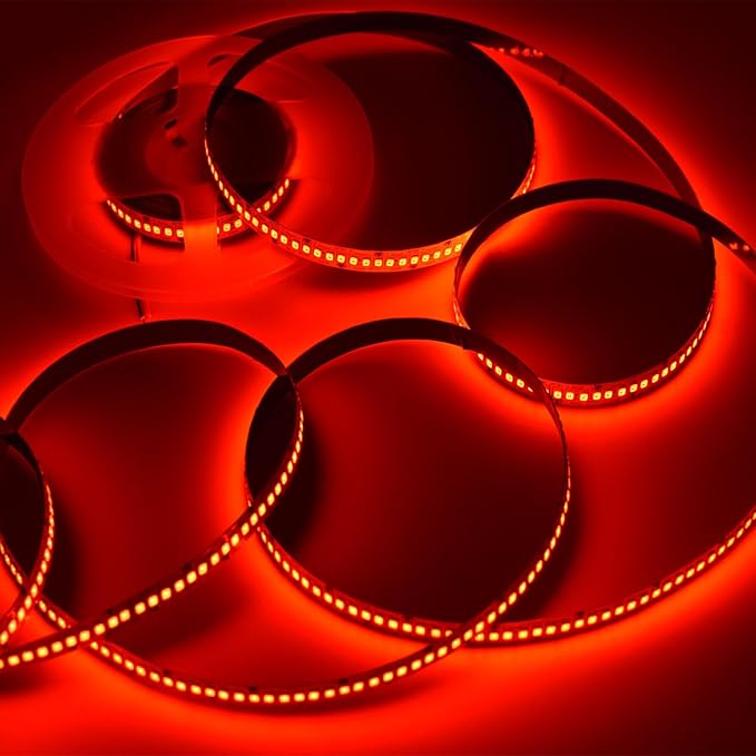 SUYOOULIN LED Strip Lights, SMD 2835 LED Strip, DC12V 1200LEDs 16.4Ft 26000LM High Density LED Light Strips Non-Waterproof IP21, 3 Times Brightness Than SMD3528 LED Strip, Red