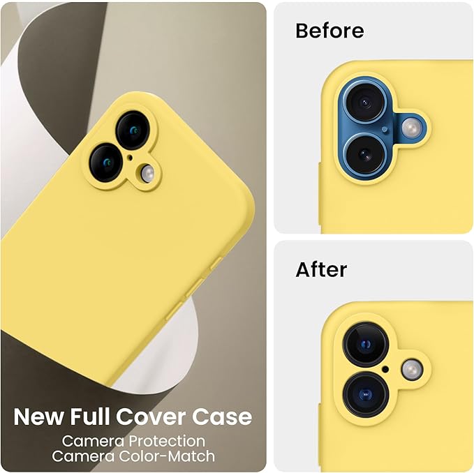 FireNova Designed for iPhone 16 Plus Case, Silicone Upgraded [Camera Protection] Case, Soft Anti-Scratch Microfiber Lining Inside, 6.7 inch, Yellow