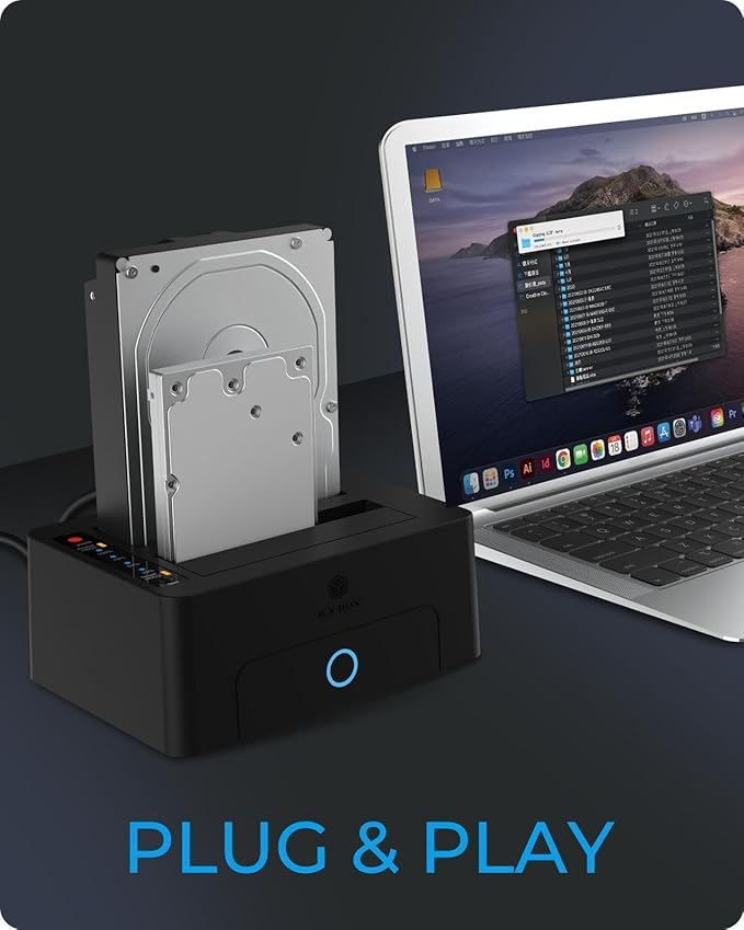 ICY BOX Hard Drive Docking Station Dual Bay USB 3.0 to SATA with Duplicator/Offline Clone Function External Hard Drive Dock for 2.5''/3.5'' HDD SSD Max Up to 60TB (30TB*2) Support UASP Plug&Play