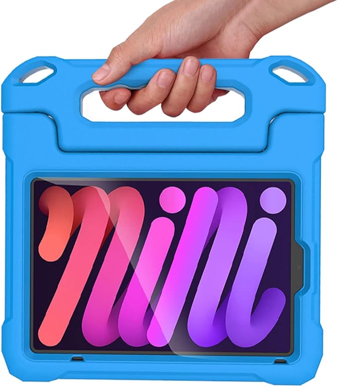 SUPLIK Kids Case for iPad mini 7 (A17 Pro) 2024 & Mini 6 2021, iPad mini 6th/7th Generation Case with Screen Protector, Durable Shockproof Handle Stand Cover for 8.3-inch iPad mini 6/7 Gen, Blue