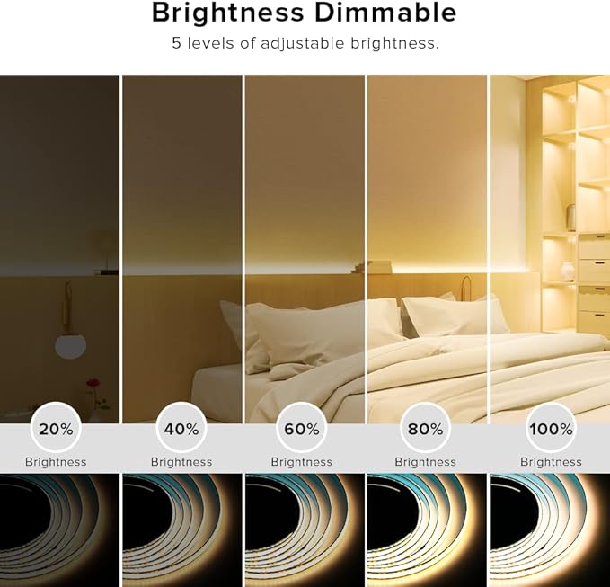 BTF-LIGHTING FCOB COB FOB LED Strip Lights 5V USB Powered 6.56FT 640LEDs Warm White 3000K 8mm Width Dimmable CRI 90+ with 3M Tape Flexible High Density for 3D Printer TV Backlight PC DIY Decor