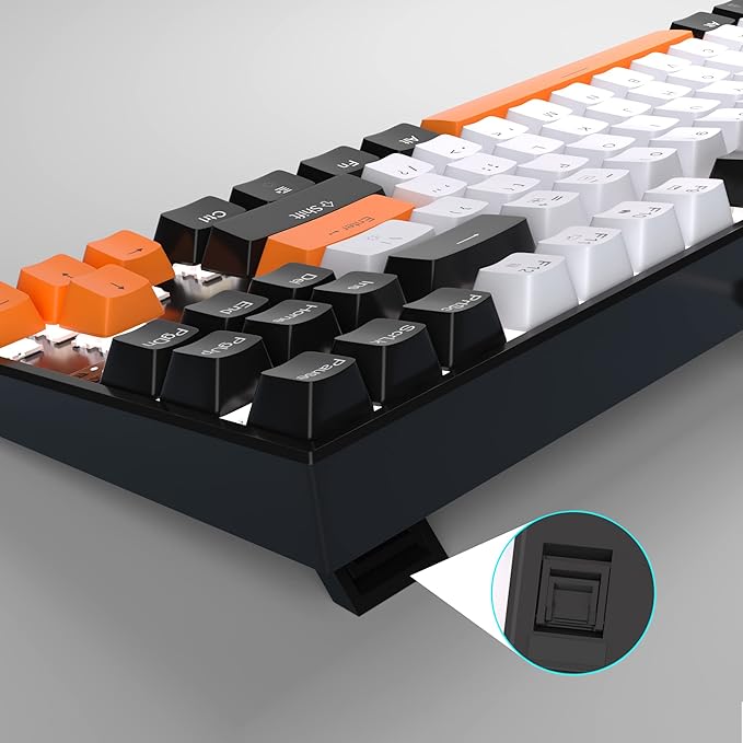 MageGee 75% Mechanical Gaming Keyboard, Yellow Switch, LED White Backlit, 87 Keys Compact TKL Wired Computer Keyboards for Windows Laptop PC Gamer - White/Black