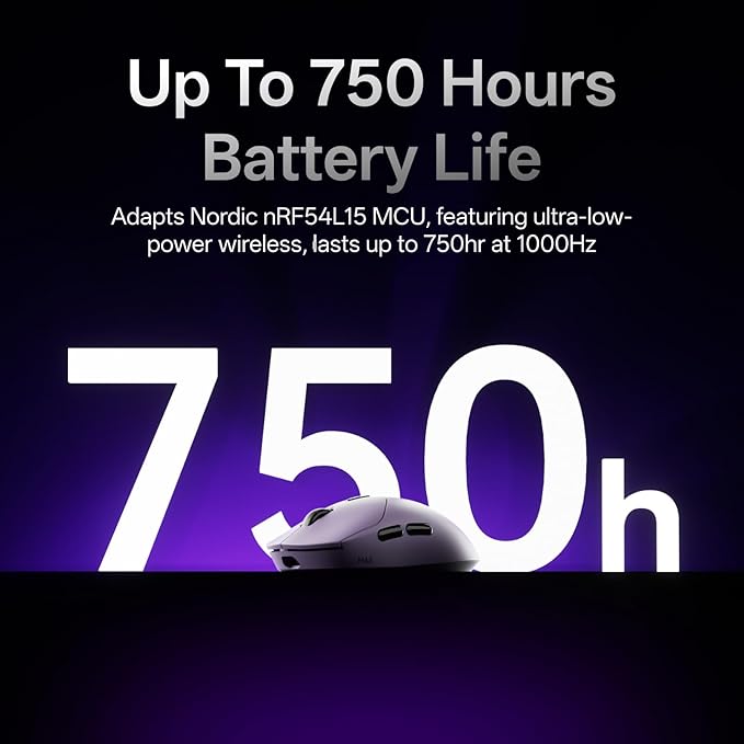 Rapoo VT2 MAX Wireless Gaming Mouse, True 8K Wireless Polling Rate, 53g Lightweight, Up to 750 Hr Battery, Nordic nRF54L15 MCU, 120-Million Optical Switch, 10 Programmable Buttons, Macro Enabled