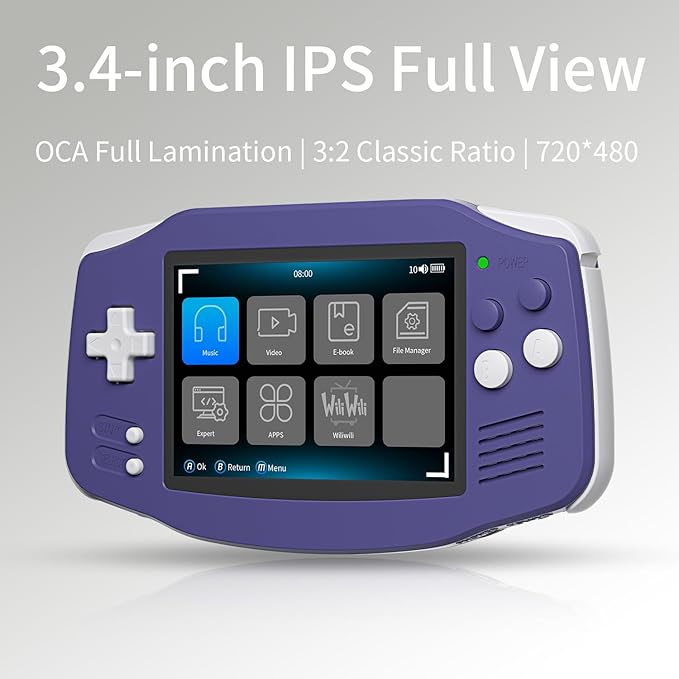 RG34XX Handheld Game Console 18K+ Preloaded Retro Games 35 Emulators 3.4” IPS Display 4K TV Output Classic Video Game Console Portable Gaming System with Fancy Case & Accessories (Indigo-64GB)