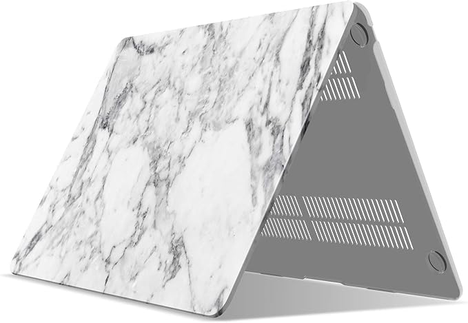 IBENZER Compatible with New MacBook Air 13 inch Case 2022 2021 2020 M1 A2337 A2179 A1932, Plastic Hard Shell Case with Keyboard Cover for Mac Retina Display with Touch ID, White Marble, MAT13-WHMB+1