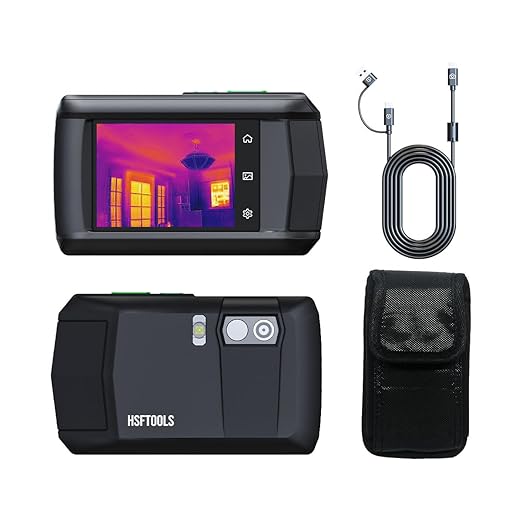 HSFTOOLS P2W Wi-Fi Thermal Camera with 8MP Visual Camera, 3.5" Touch Screen, 640x480 Super Resolution Thermal Imaging Camera, Intelligent Scene Detection, 256x192 IR Resolution, Video Recording