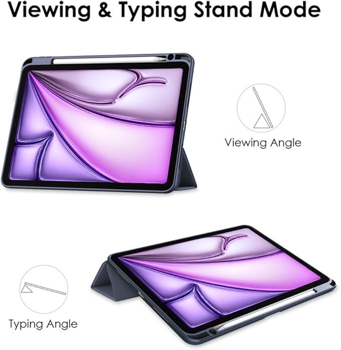 Clear Case for iPad Air 13 Inch (M4 2026/M3 2025/M2 2024)&iPad Pro 12.9 6th/5th/4th/3rd Gen (2018-2022) with Pencil Holder, Magnetic Trifold Smart Stand Cover Auto Wake Sleep (Lavender Purple)