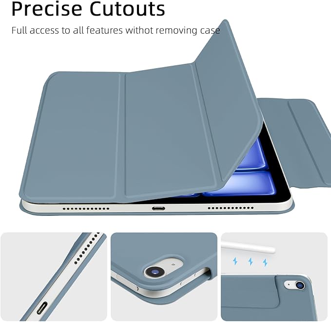 for iPad Air 13 inch M4/M3/M2 Case (2026/2025/2024,Model A3268/A3269/A3271), Auto Sleep/Wake and Magnetic Closure, Trifold Stand Case, PU Leather Cover, Support Apple Pencil Pro, Misty Blue