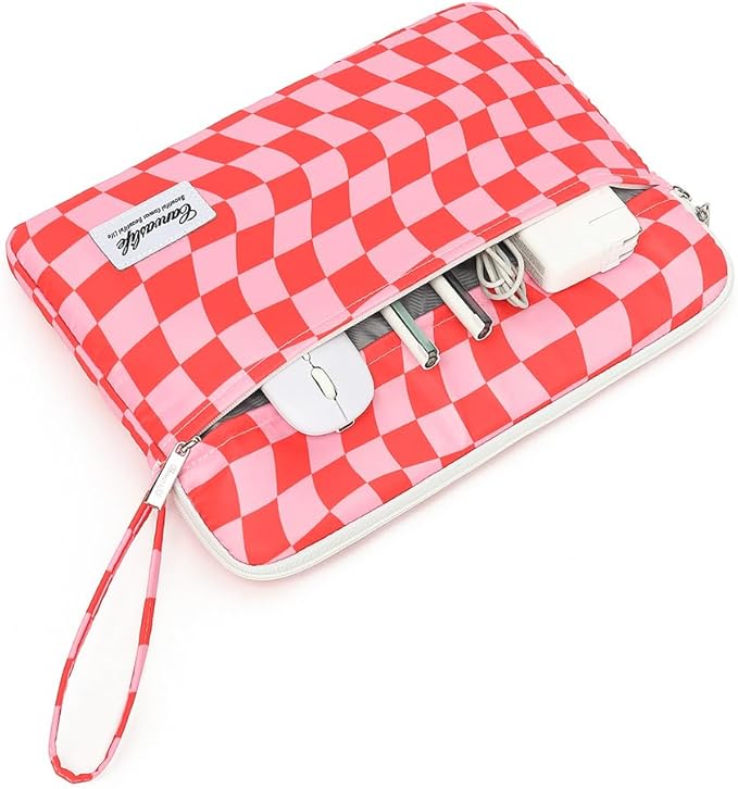 Canvaslife Laptop Sleeve Case Cover with Pocket for MacBook Pro 14 inch and 14 inch-14.4 inch HP, Lenovo, Dell, ASUS, Acer Notebook Computer (New Pink Checker)