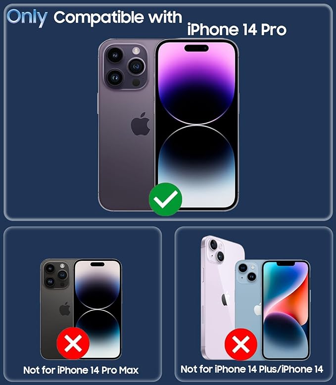 TOBOVON for iPhone 14 Pro Case, Compatible with MagSafe, Built-in Camera Ring Stand, with Individual Camera Cover, Translucent Matte Military-Grade Drop Protection Magnetic Case, Blue
