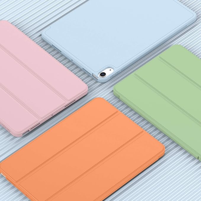 iMieet iPad Air 11 Inch Case M4/M3/M2(2026/2025/2024), iPad Air 5th/4th Generation Case 2022/2020 10.9 Inch with Pencil Holder,Trifold Stand Smart Case with Soft TPU Back(Orange)