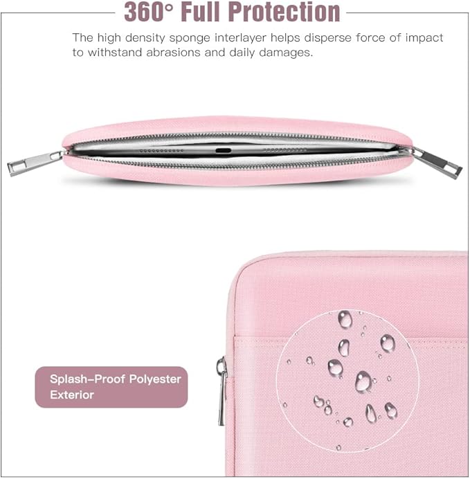 TiMOVO 9-11" Tablet Sleeve Bag for iPad 11-inch A16 2025, iPad 10.9"/10.2"| Air 11 Inch/5th/4th Gen. 10.9", Galaxy Tab A9+/A11Plus 11", Protective Bag Fit Smart Keyboard, Pink