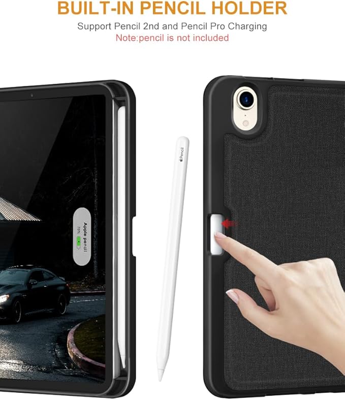 DTTO Case for iPad mini 7 (A17 Pro) 2024 / iPad mini 6 2021 8.3 inch with Pencil Holder, Multi-Angle Magnetic Standing Cover for iPad mini 7th/6th Generation [Auto Wake/Sleep], Black