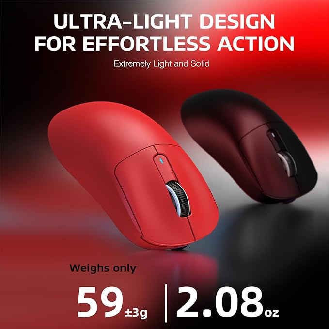 ATTACK SHARK X3PRO 4K/8K Lightweight Wireless Gaming Mouse with Tri-Mode(Wired/2.4GHz/BT),PAW3395 Optical Sensor,26K DPI,Kailh GM8.0 Switch,Long Battery,7 Buttons for PC/Laptop/Win/Mac(Red)