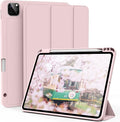 kenke Case for iPad Pro 11 Inch 4th/3rd/2nd Generation (2022/2021/2020) with Pencil Holder, Slim Trifold Smart Cover with Soft TPU Back, Support 2nd Gen Pencil Charging, Auto Sleep/Wake, Pink