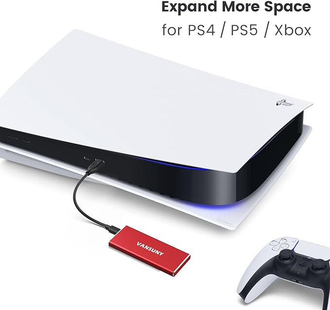 Vansuny 1TB Portable External SSD, USB 3.1 Gen2 540MB/s High-Speed Data ssd External Hard Drive USB C, Metal Mini Portable External Solid State Drive, Red