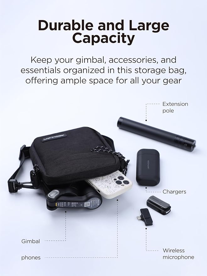 AOCHUAN 3-Axis Gimbal Stabilizer for Smartphone Smart AI XPro Black & B10 Storage Bag & E10 Extension Rod