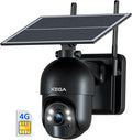 Xega 4G LTE Cellular Security Camera Outdoor Solar Camera Wireless Built-in SIM Card, 2K HD Color Night Vision PTZ 360° View, Smart PIR Motion Detection, 2-Way Talk, No WiFi, IP66