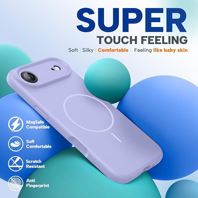 Miracase Magnetic for iPhone Air Case, Compatible with MagSafe, Integrated Silicone Camera Control Cover, 3.0mm Thicken Shockproof Drop Protection Phone Case for 17 Air,Light Purple