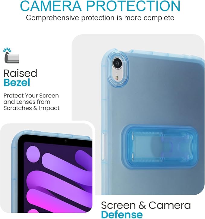 Slim Case for iPad mini 7 (A17 Pro) 2024/ Mini 6 8.3'', Built-in Kickstand Non-Slip Military Grade Drop Protection Rugged for iPad mini 7th 6th Generation,Blue