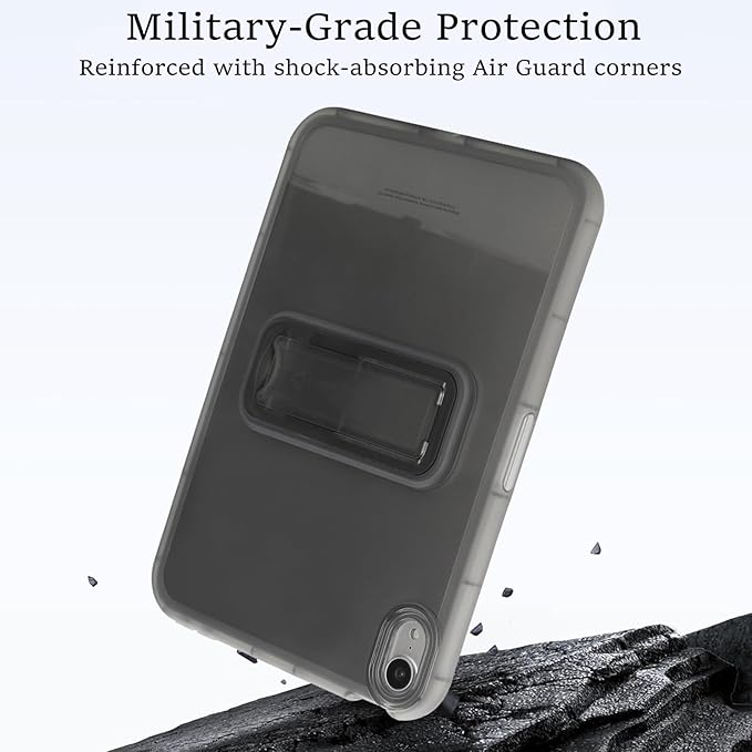 Slim Case for iPad mini 7 (A17 Pro) 2024/ Mini 6 8.3'', Built-in Kickstand Non-Slip Military Grade Drop Protection Rugged for iPad mini 7th 6th Generation,Black