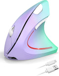 TECKNET Ergonomic Mouse, Wireless Rechargeable Vertical Mouse for Carpal Tunnel Right Hand, 4800 DPI 5 Adjustable Levels 2.4GHz with USB-A Receiver, Silent Click, for Laptop, PC, MacBook, Desktop