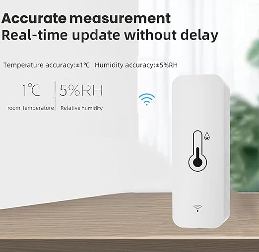 WiFi Temperature Humidity Sensor: Wireless Temperature Humidity Monitor with App Alert, Free Data Storage Export, Smart Indoor Thermometer Hygrometer Compatible with Alexa Google Assistant (1-Pack)