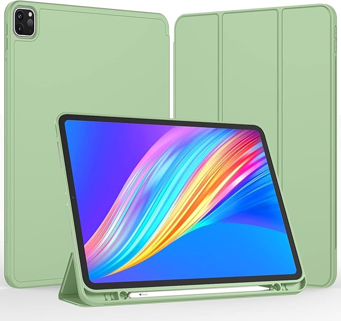 iMieet Case for iPad Pro 11 Inch (M5) 2025 /(M4) 2024 5th Gen, Trifold Stand Smart Cover with Pencil Holder and Soft TPU Back, Auto Wake/Sleep (Matcha Green)