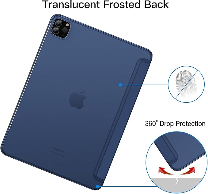JETech Case for iPad Pro 11 Inch, 2022/2021/2020 Model, Slim Stand Hard Back Shell Smart Cover with Auto Wake/Sleep (Navy)