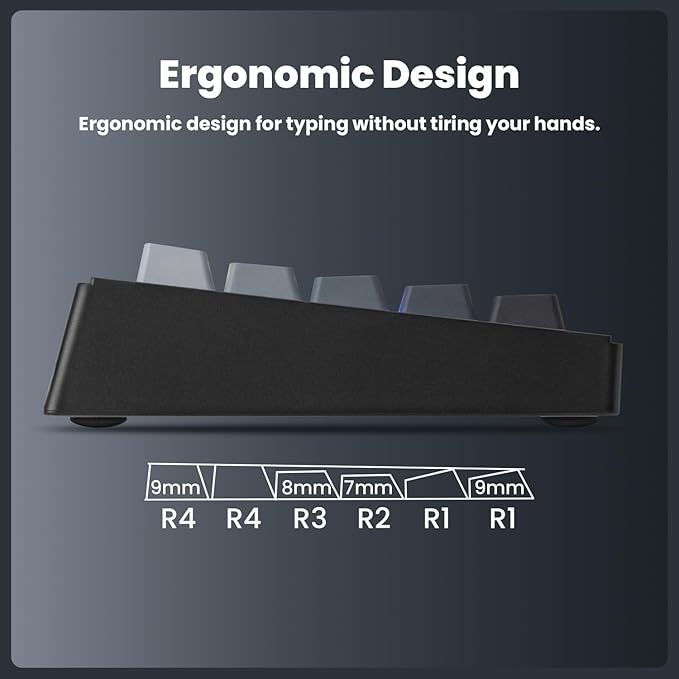 ZORNHER ST68 Ergonomic Split Keyboard,65% Wireless Gaming Keyboard with Knob,65% Black Hot-Swappable Mechanical Keyboards for Win/Mac,Silent Switches,RGB Backlit