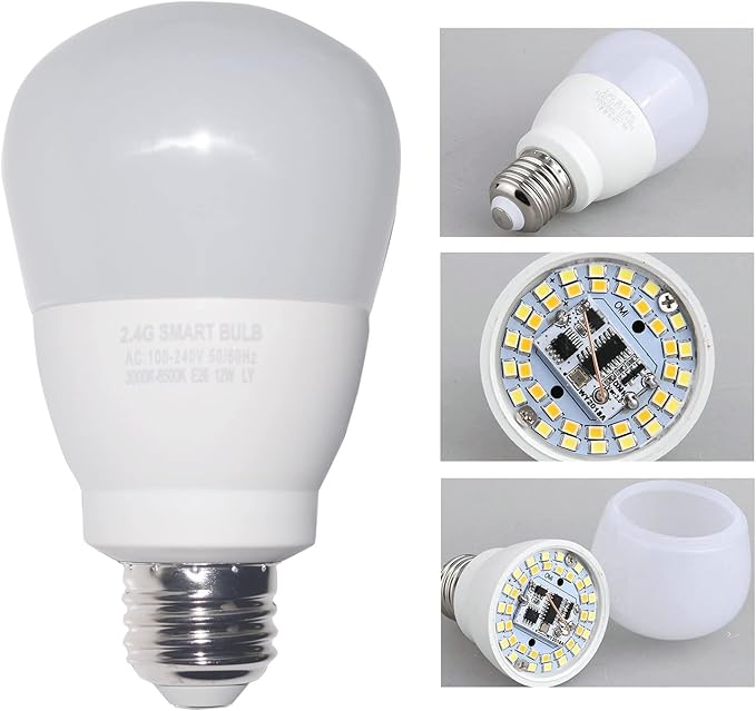 12W E26 Smart LED Light Bulbs Dimmable with 2.4GHz Wireless 3-Zone Remote Control - Adjustable Color Temperature (Warm/Cool) and Brightness 2 Pack (2 Bulb+1 Remote)