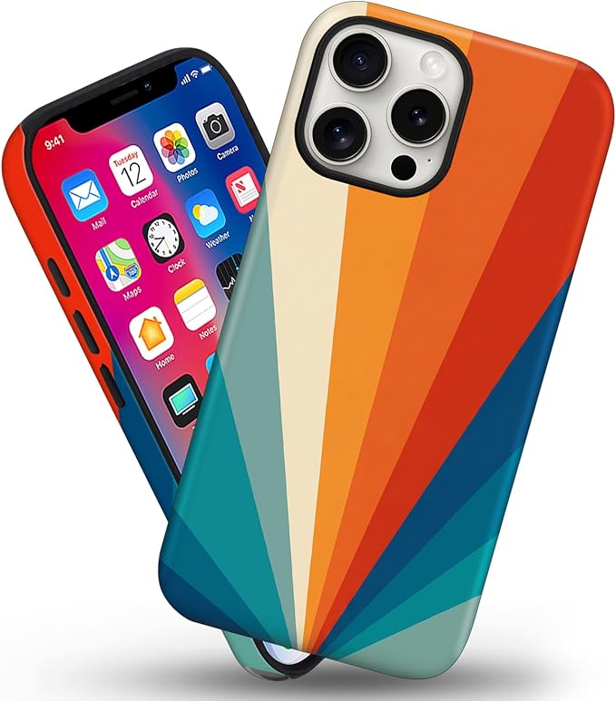 Magnetic for iPhone 16 Pro Case Cute Stripes Phone Case, Shockproof Slim TPU and Hard PC Protective Phone Cover Compatible with MagSafe Designed for Women Girls,Retro Diffuse