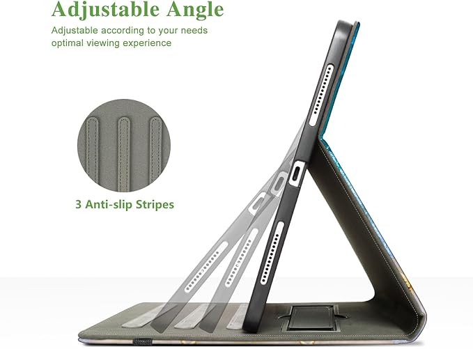 Vimorco for iPad Pro 13 Inch Case M5/M4 2025/2024, for iPad Pro 13 Case for Girls Women, Pencil Holder/Hand Strap/Pocket/Screen Protection Band, 3 Adjustable Angles for iPad 13 Pro Cover, Ocean Beach