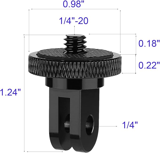 6 Pack Aluminum 1/4"-20 Camera Tripod Adapter, Compatible with GoPro and Insta360 Action Cameras, 1/4" Mount Adapter for Standard 1/4 Accessories