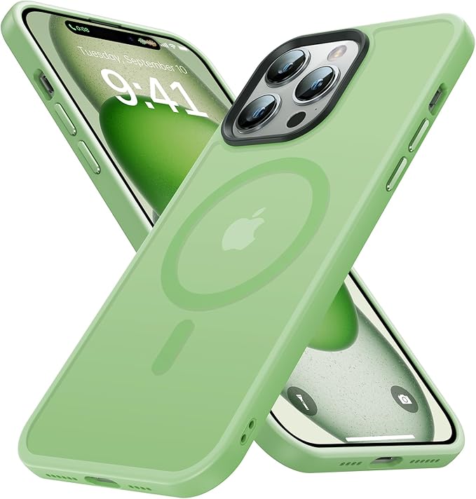 Magnetic for iPhone 14 Pro Case,[Compatible with MagSafe][Military-Grade Drop Protection][Anti-Yellowing] Shockproof Protective Translucent Matte Cover for iPhone 14 Pro Phone Case,Mint Green