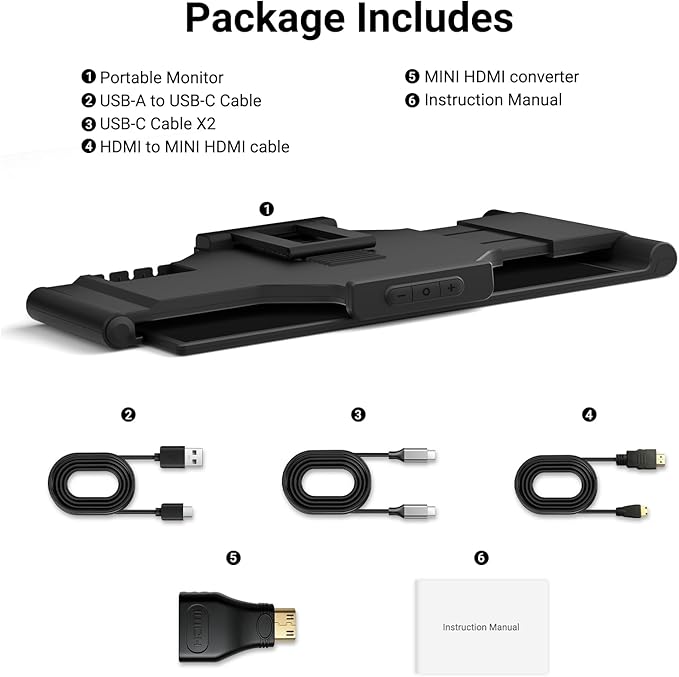 Laptop Screen Extender 14.1" 1080P IPS, Dual Screen Portable Monitor for Laptop 13-17.3", Plug & Play Monitor Extender with USB-C/HDMI, Travel Monitor for Work & Home Office Mac/Windows/Chrome/Android