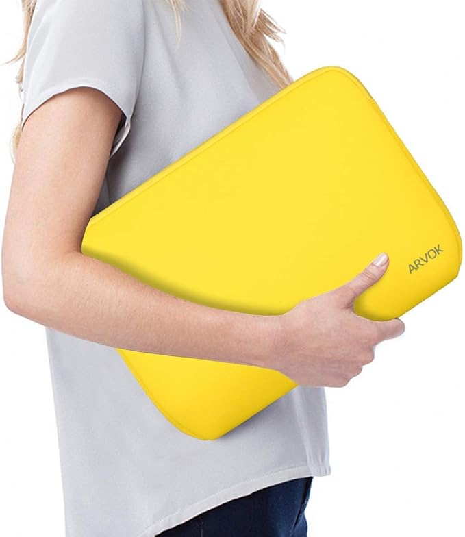 Arvok 13 13.3 14 Inch Laptop Sleeve Case for MacBook Pro 14 2021/Water-Resistant Notebook Chromebook Computer Pocket Briefcase Carrying Bag Pouch Skin Cover for HP/Dell/Lenovo/Asus/Acer, Yellow
