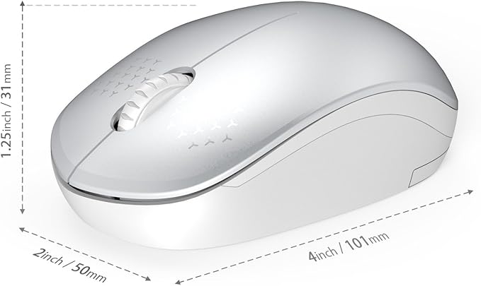 seenda Wireless Mouse for Laptop, 2.4G Noiseless Mouse with USB Receiver - Optical Tracking Portable Computer Mice for Chromebook, PC, Tablet, Windows System, 24 Months Battery Life (White & Silver)
