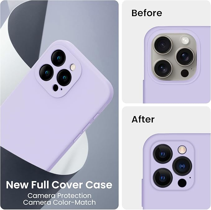 FireNova Designed for iPhone 15 Pro Case, Silicone Upgraded [Camera Protection] Phone Case, Soft Anti-Scratch Microfiber Lining Inside, 6.1 inch, Clove Purple
