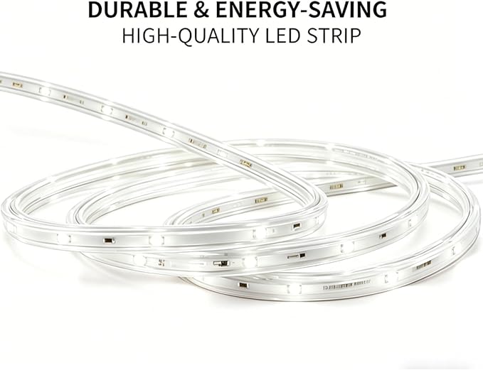 LED Rope Lights, 16.4 Feet Daylight Flat Flexible Strip Light, Plug in Novelty Lighting, Connectable and Waterproof for Home Christmas Holiday Garden Patio Party Decoration