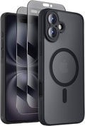 Symcele Designed for iPhone 16 Plus Case, Compatible with MagSafe, with Privacy Screen Protectors X2, [Camera Protection] [15FT Military Drop Protection] Shockproof Phone Case, 6.7", Black