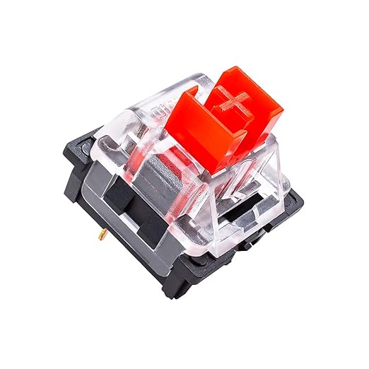 OUTEMU Red Linear Switches, 3-pin 45g Force Dustproof Hot-Swappable Cherry MX Equivalent Switches for Mechanical Keyboard-Pack 32
